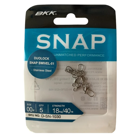 BKK Duolock Snap Swivel-51 No:00 Klipsli Fırdöndü (5'li Paket)