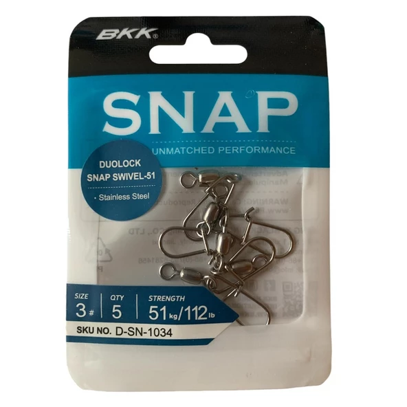 BKK Duolock Snap Swivel-51 No:3 Klipsli Fırdöndü (5'li Paket)