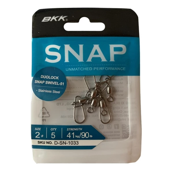 BKK Duolock Snap Swivel-51 No:2 Klipsli Fırdöndü (5'li Paket)