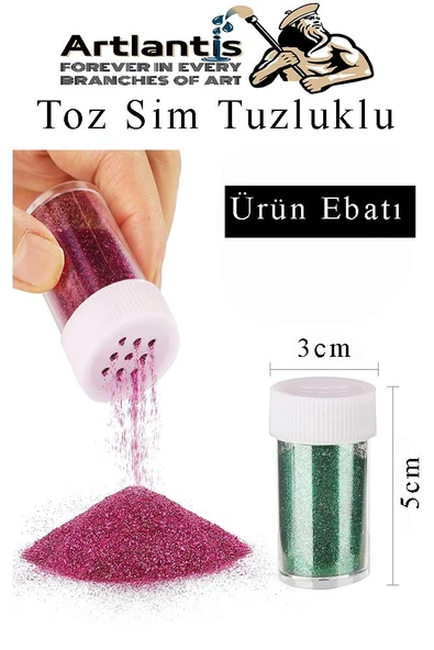 Altın Gümüş Kırmızı Mavi Toz Sim Tuzluklu 7 gr 4 Adet Renkli Toz Sim Epoksi Reçine Okul Etkinlik Dekarasyon Slime - 2