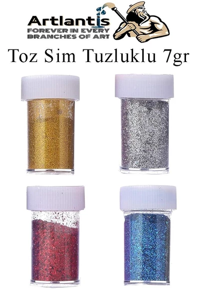 Altın Gümüş Kırmızı Mavi Toz Sim Tuzluklu 7 gr 4 Adet Renkli Toz Sim Epoksi Reçine Okul Etkinlik Dekarasyon Slime