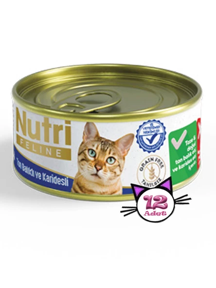 Nutri Feline 85Gr Ton Balıklı Karidesli Tahılsız 12Adet Yaş Kedi Maması