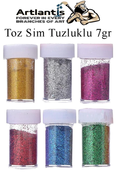 6 Renk Toz Sim Tuzluklu 7 gr 6 Adet Renkli Toz Sim Epoksi Reçine Okul Etkinlik Dekarasyon Slime