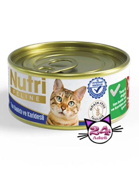 Nutri Feline 85Gr Ton Balıklı Karidesli Tahılsız 24Adet Yaş Kedi Maması