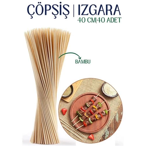 ModaCar Izgara Çöp Şiş Çubukları 40 cm Bambu 40 Adet