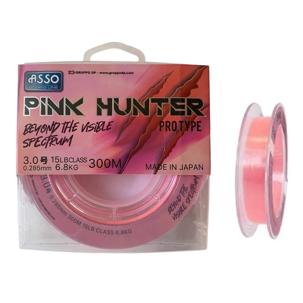 Asso Pink Hunter Surf FC COATED Visible Line 300mt Fluorocarbon Kaplama Monofilament Misina 0.285mm