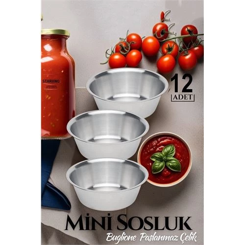 ModaCar 12 ADET Paslanmaz Çelik Mini Sos Kasesi  719216  Toptan Paket