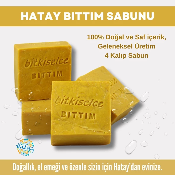 BitkiselceSaf ve doğal içeriklerle Bıttım Sabunu  450 gr (4 Kalıp)