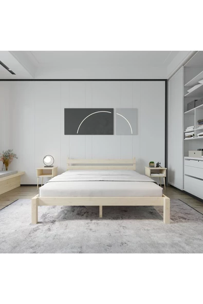 RENAZZO Letto Doğal Ahşap Karyola