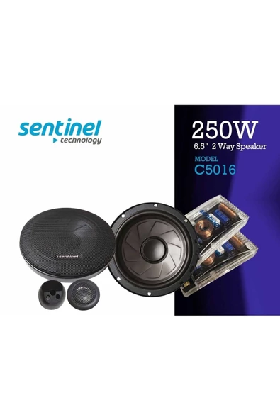 Sentinel Oto Hoparlör Component 16cm 250w 6.5" 2 Way Component Kıts Model : C 5016