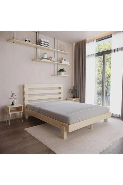 RENAZZO Urban New Vernikli Ahşap Karyola Ve İki Komodin Set