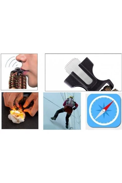 HT SAĞLIK Bileklik Taktikal Yeşil/siyah Taktik Bileklik Magnezyum Çubuklu Düdüklü Unisex Bileklik Hediyelik - Resim 4