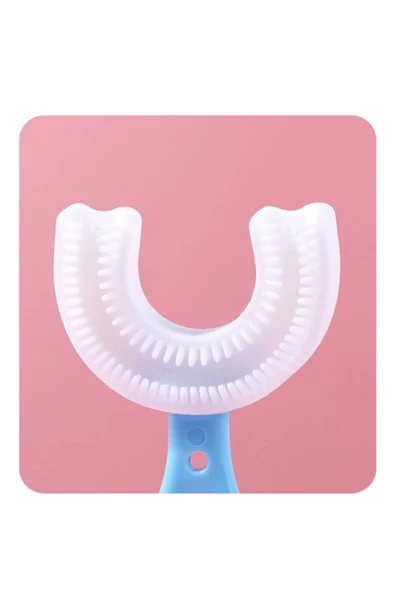 HT SAĞLIK Çocuklar için U şekilli diş fırçası gıda sınıfı yumuşak silikon fırça kafası için 360 diş temizleme - 2