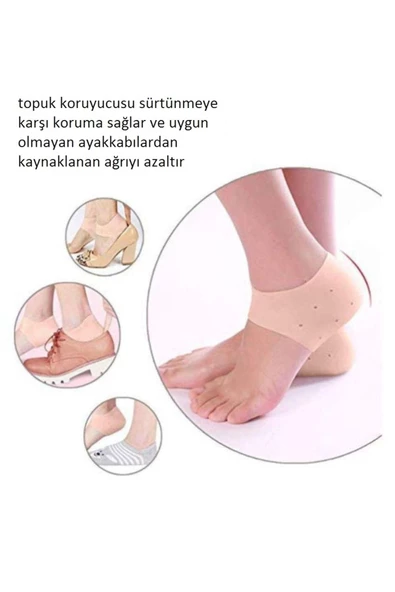 HT SAĞLIK Silikon Topuk Koruyucu Çorap - Topuk Çatlağı Gömleği - Resim 3