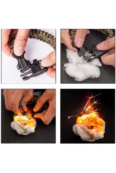 HT SAĞLIK Gaddar bileklik taktikal bileklik magnezyum çubuklu düdüklü unisex bileklik hediyelik - 5