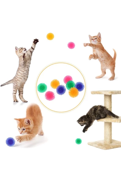 HT SAĞLIK Kediler için Dikenli Kirpi topu masaj kedi oyuncak top kovalamak için dayanıklı ve eğlenceli - Resim 3