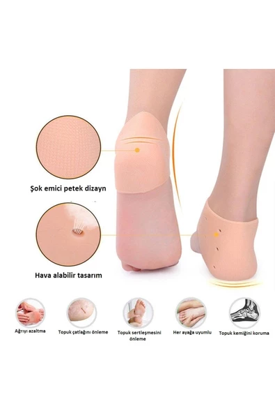 HT SAĞLIK Silikon Topuk Koruyucu Çorap - Topuk Çatlağı Gömleği - Resim 2