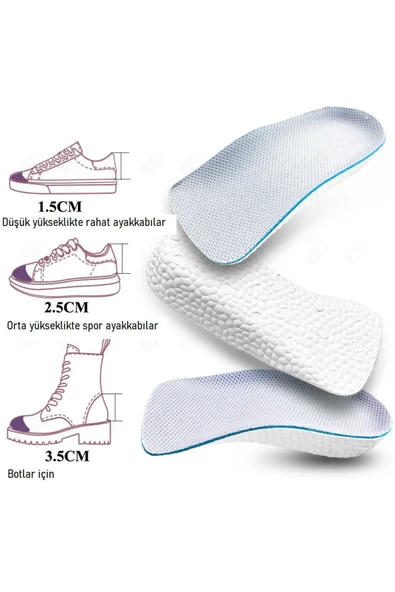 HT SAĞLIK Kadın Ark Destekli Köpük Topuk Ve Boy Yükseltici -2,5cm Düz Taban - Içe Basma - Resim 6