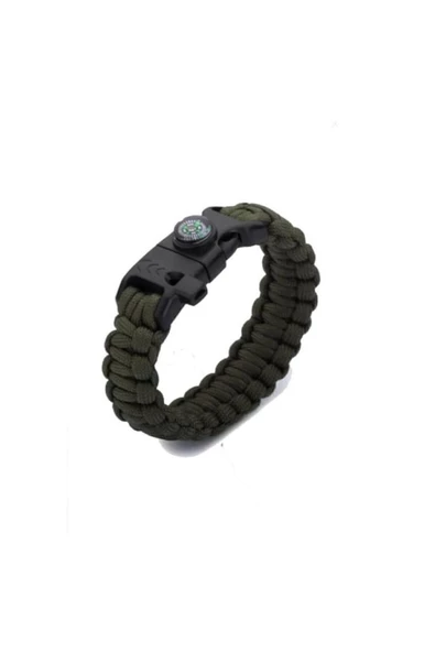 HT SAĞLIK Bileklik Taktikal Yeşil/siyah Taktik Bileklik Magnezyum Çubuklu Düdüklü Unisex Bileklik Hediyelik ürün görseli 1