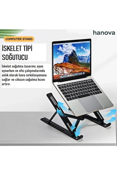 HT SAĞLIK Katlanabilir Laptop - Dizüstü bilgisayar  ve Tablet standı 7 kademeli ayarlanabilir doğal soğutma