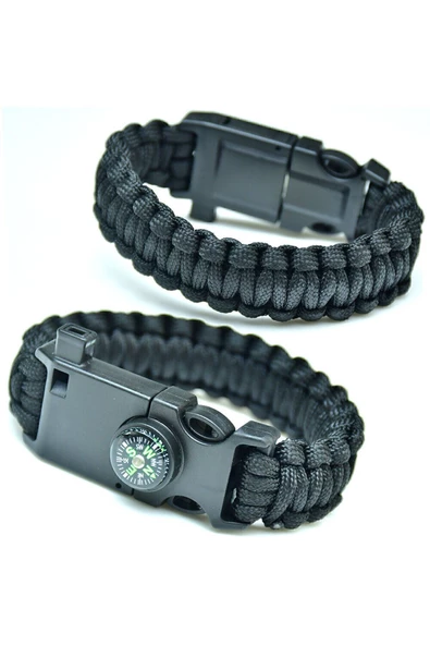 HT SAĞLIK Bileklik Taktikal Yeşil/siyah Taktik Bileklik Magnezyum Çubuklu Düdüklü Unisex Bileklik Hediyelik - Resim 2