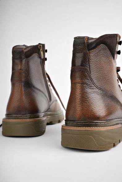 Muggo ALEXANDER Garantili Hakiki Deri Bağcıklı Fermuarlı Erkek Postal Bot - 8