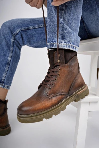 Muggo ALEXANDER Garantili Hakiki Deri Bağcıklı Fermuarlı Erkek Postal Bot - 10