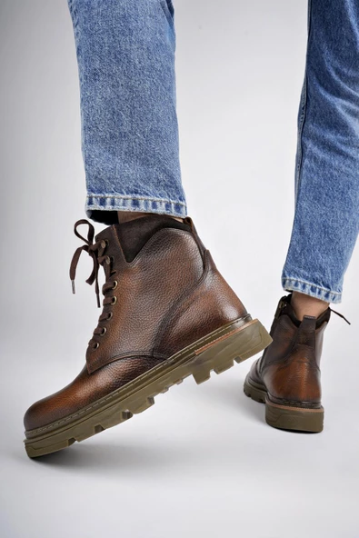 Muggo ALEXANDER Garantili Hakiki Deri Bağcıklı Fermuarlı Erkek Postal Bot - 3