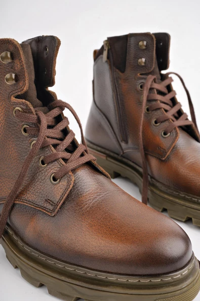 Muggo ALEXANDER Garantili Hakiki Deri Bağcıklı Fermuarlı Erkek Postal Bot - 9