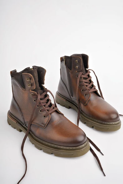 Muggo ALEXANDER Garantili Hakiki Deri Bağcıklı Fermuarlı Erkek Postal Bot - 7