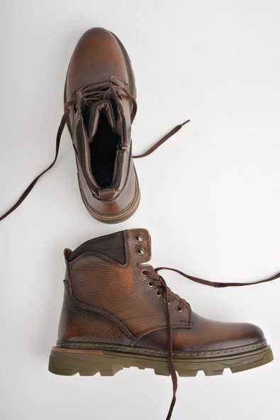 Muggo ALEXANDER Garantili Hakiki Deri Bağcıklı Fermuarlı Erkek Postal Bot - 5