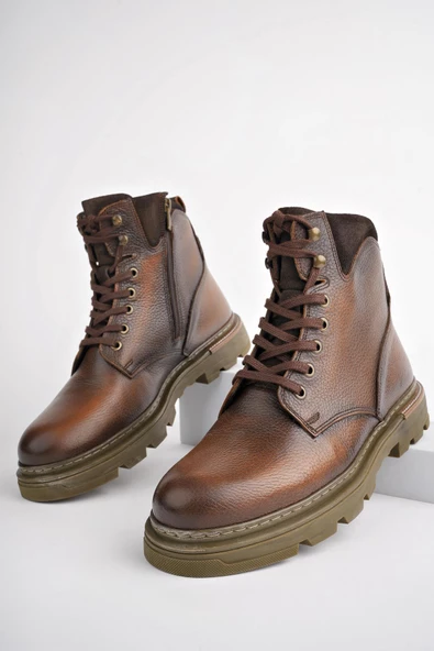 Muggo ALEXANDER Garantili Hakiki Deri Bağcıklı Fermuarlı Erkek Postal Bot - 4