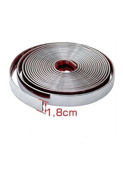 Özdemir Aksesuar 18 Mm 3d Dekoratif Krom Nikelaj Şerit Çıta Panjur Kalın Şerit 5 Metre