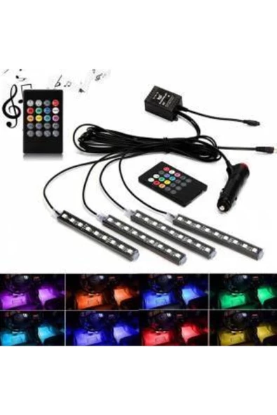 Universal Araç Içi Kumandalı Ayak Altı Aydınlatma Rgb Led Ambiyans Işığı - 2