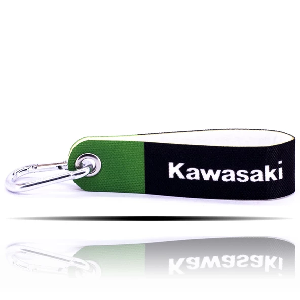 Kawasaki Yeşil Siyah Kumaş Şerit Anahtarlık