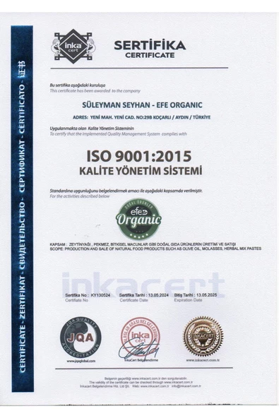 EFE ORGANİC   Efe Organic Ultra Natural Sızma Zeytinyağı 18 Litre Teneke - 5