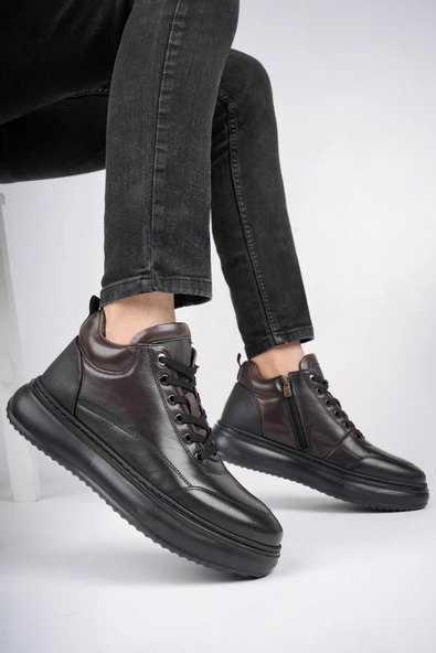 Muggo ARNOLD Garantili Hakiki Deri Bağcıklı Kışlık Erkek Casual Bot - 7