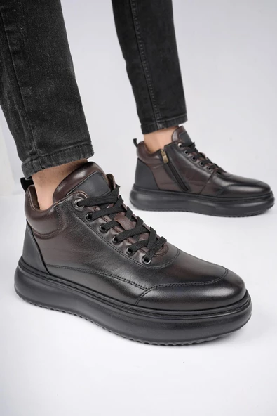 Muggo ARNOLD Garantili Hakiki Deri Bağcıklı Kışlık Erkek Casual Bot - 8