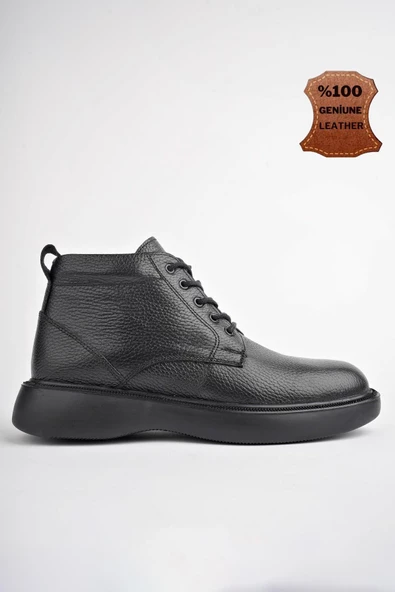 Muggo BERNARD Garantili Hakiki Deri Bağcıklı Fermuarlı Kaymaz Taban Casual Erkek Bot - 9