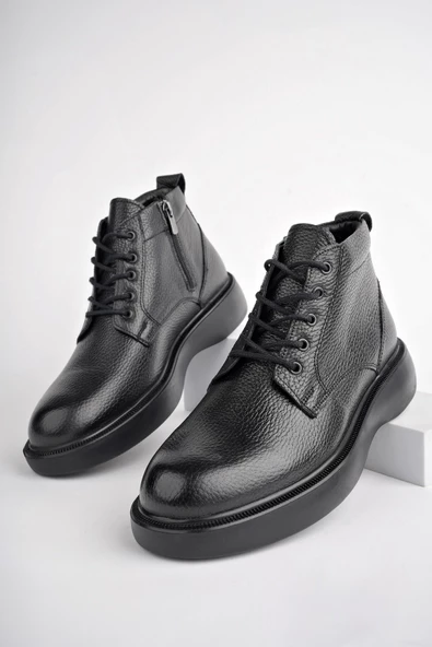 Muggo BERNARD Garantili Hakiki Deri Bağcıklı Fermuarlı Kaymaz Taban Casual Erkek Bot - 10