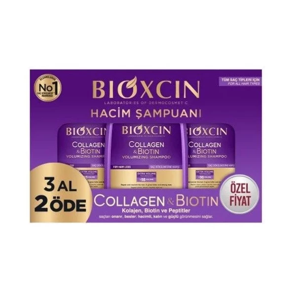 Bioxcin Collagen & Biotin Hacim Şampuan 3 Al 2 Öde 3 x 300 ml