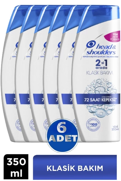 Head And Shoulders 350 ml 2si1 Arada Klasik Bakım Şampuanı 72 Saat Kepeksiz 6 Adet