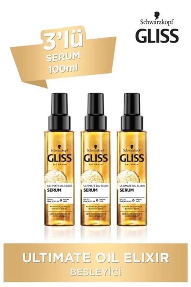 Schwarzkopf Ultimate Oil Elixir Besleyici Bakim Serumu 100 Ml X 3 Adet