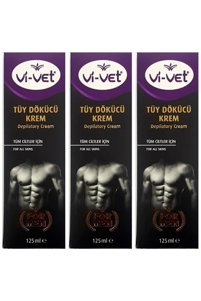 Vivet Erkek Tüy Dökücü Krem Tüm Ciltler 125ml X 3 Adet Vivet Formen