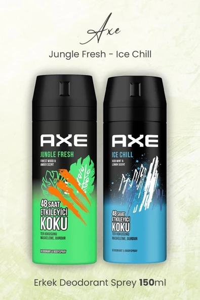 Erkek Deodorant Sprey Jungle Fresh ve Ice Chill 150 ml