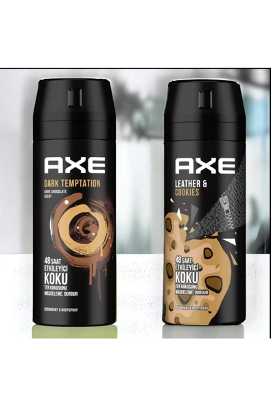 Dark Temptation Erkek Deodorant 150 Ml+Axe Erkek Deodorant Leather & Cookies 150 Ml