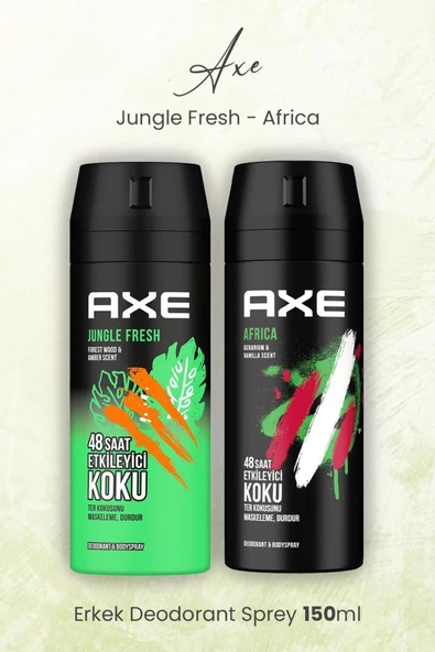 Erkek Deodorant Sprey Jungle Fresh ve Africa 150 ml