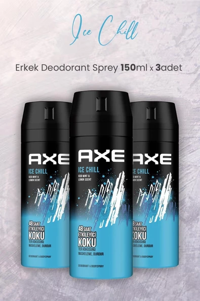 Ice Chill Erkek Deodorant Sprey 150 ml x 3 Adet