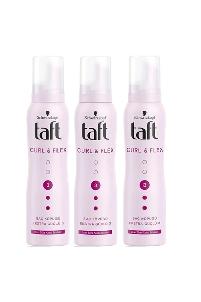 Saç Köpüğü Curl & Flex Ekstra Güçlü 3 Uzun Süre Kalıcı Bukleler 150 Ml X 3 Adet