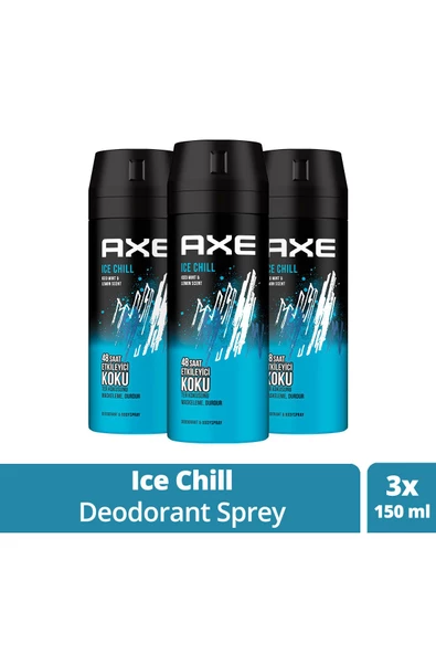 Erkek Deodorant & Bodyspray Ice Chill 48 Saat Etkileyici Koku 150 ml X3 Adet